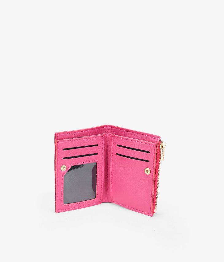 Kleine rosa Geldbörse mit Logo und Reißverschluss