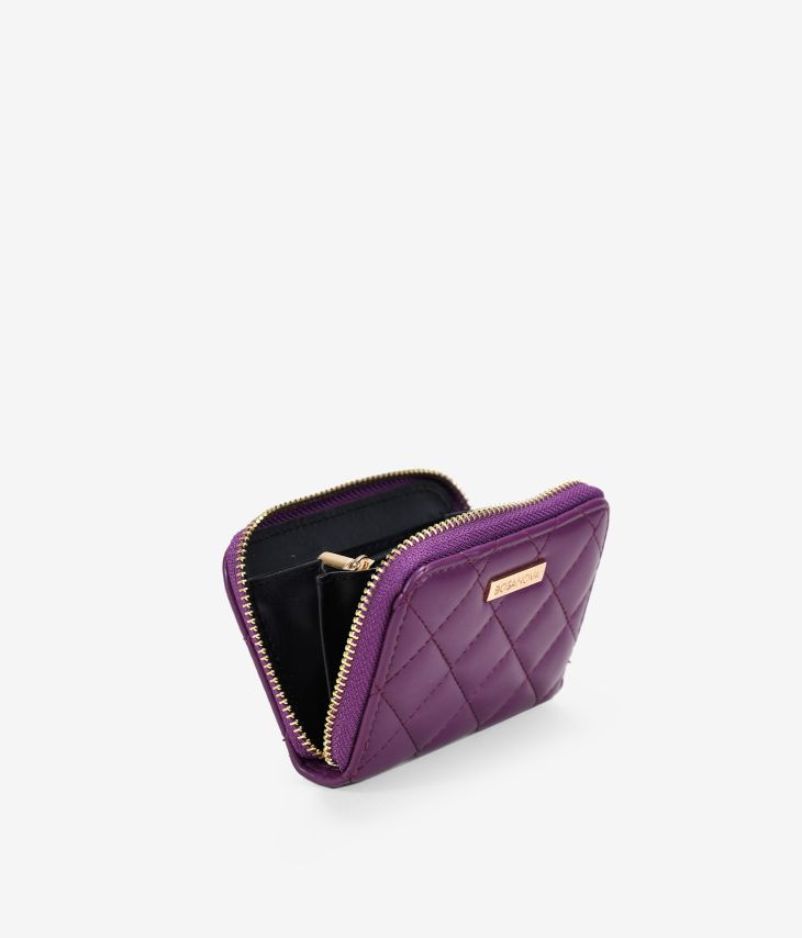 Bolsa lilás pequena com costura e zíper