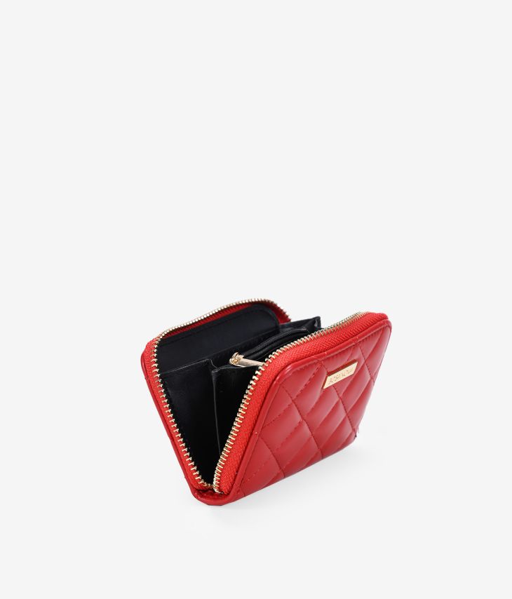Kleine rote Geldbörse mit Nähten und Reißverschluss