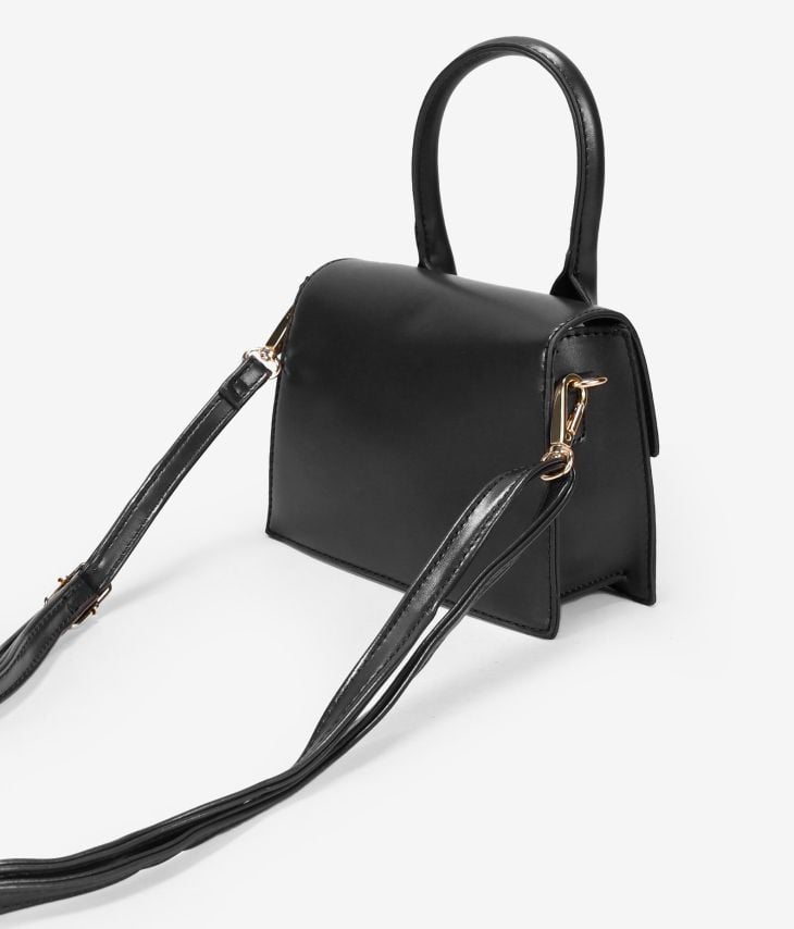 Black shoulder bag with flap