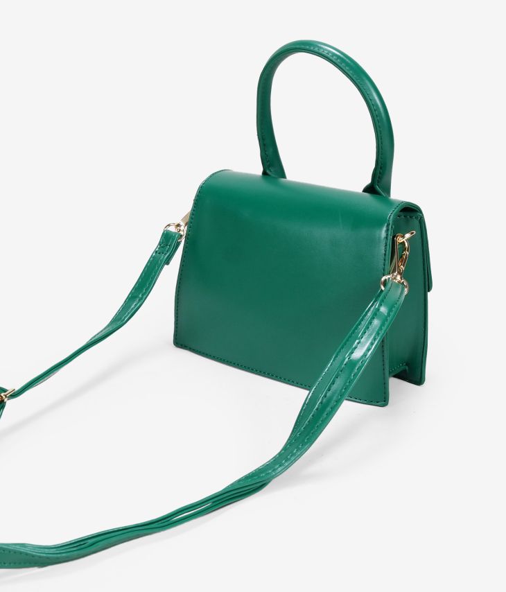 Bolso pequeño verde con solapa y logo