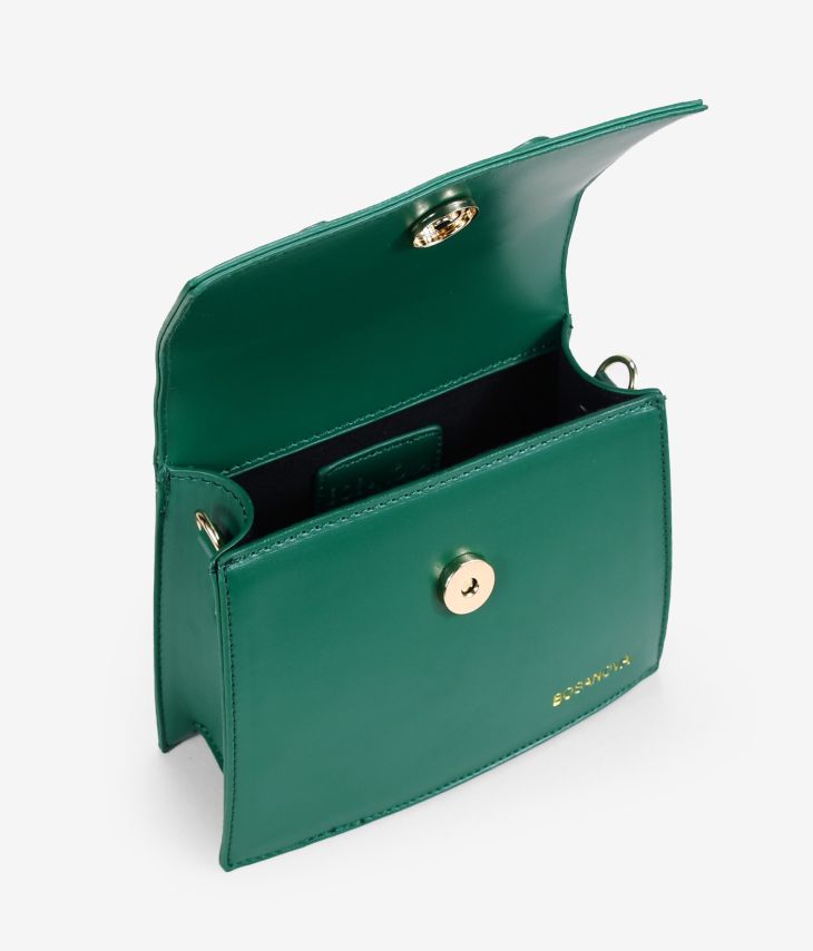 Bolso pequeño verde con solapa y logo