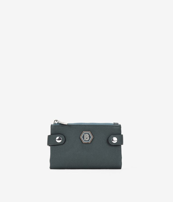 Medium green wallet with double zipper and logo