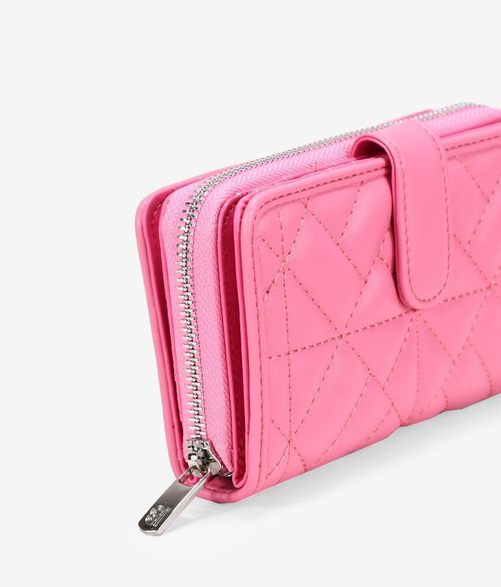 Medium pink wallet with zipper and button
