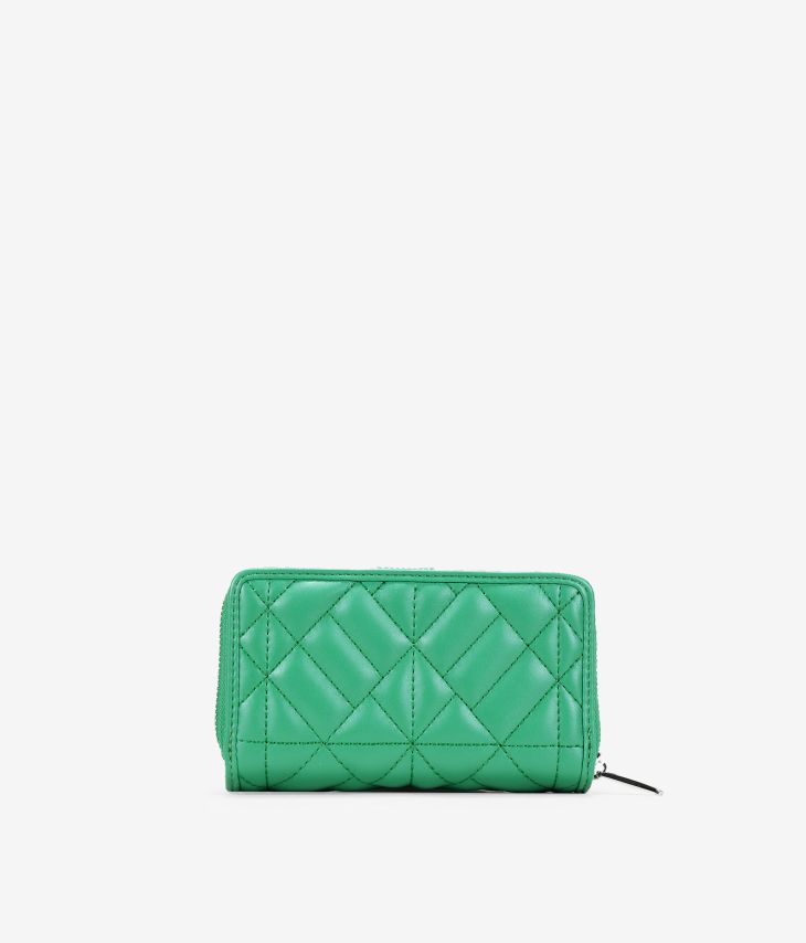 Medium green wallet with zipper and button