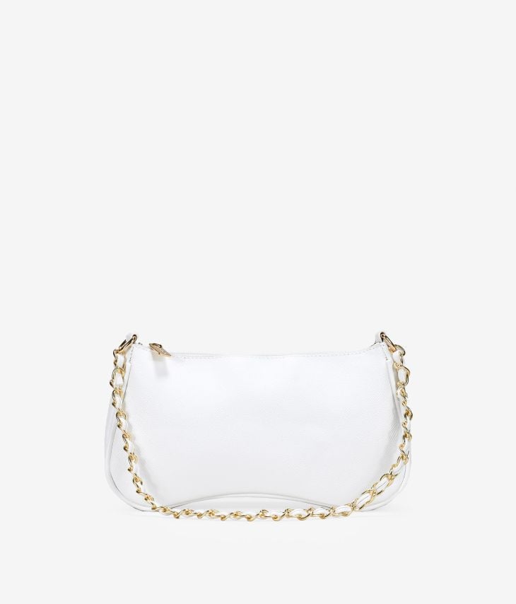 White shoulder bag with chain