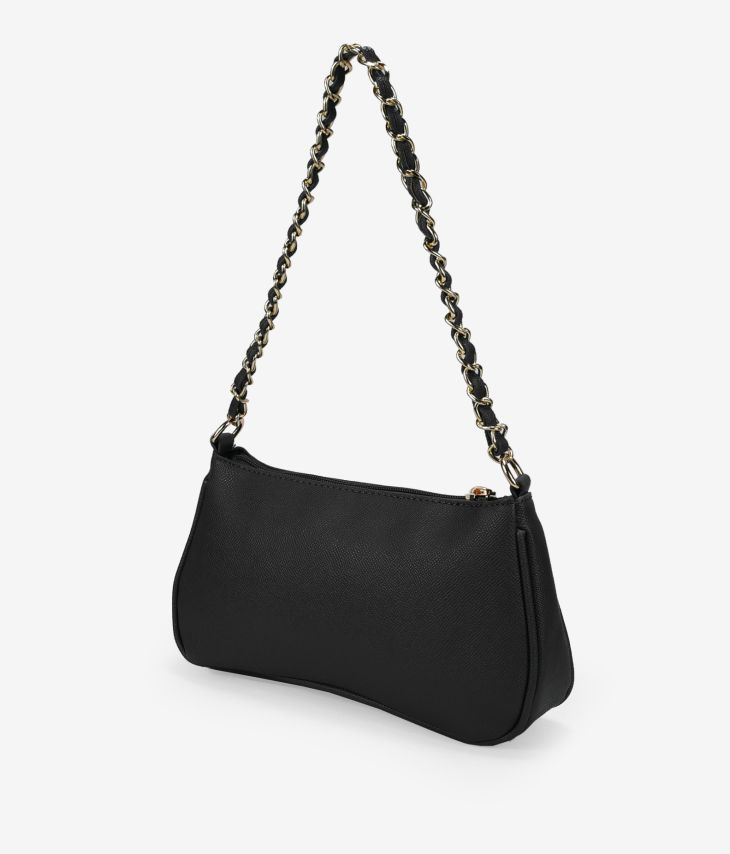 Black shoulder bag with chain