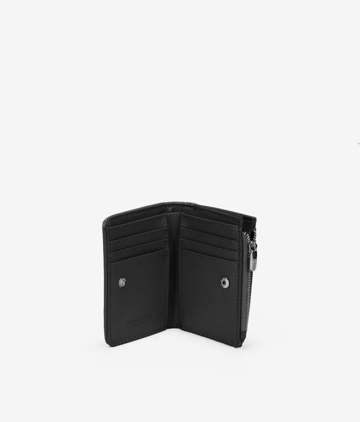 Small black vegan leather wallet