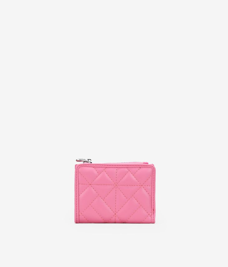 Small pink vegan leather wallet