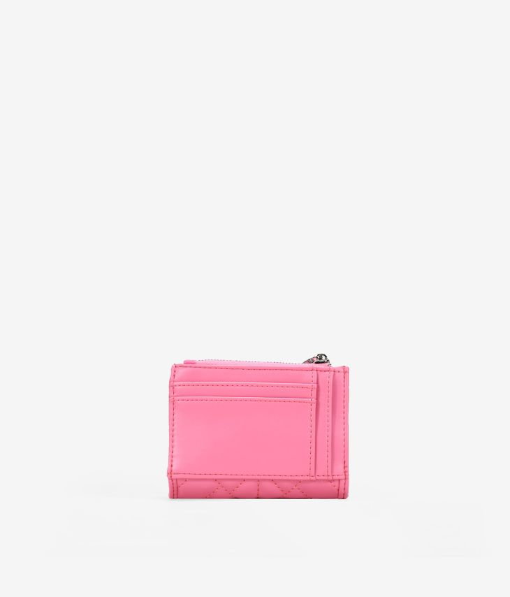 Small pink vegan leather wallet