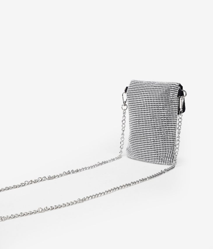 Silberne glänzende Tasche für Handys