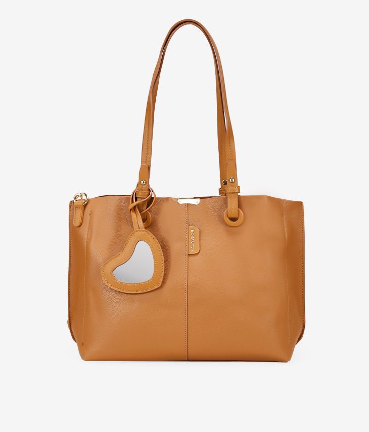 Light brown shopper bag with mirror
