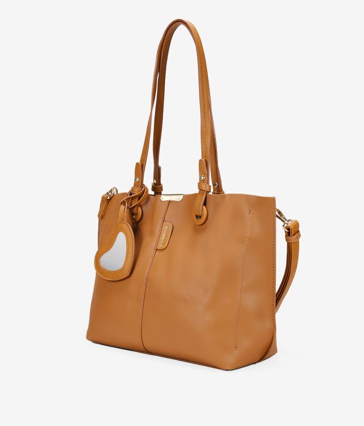 Light brown shopper bag with mirror