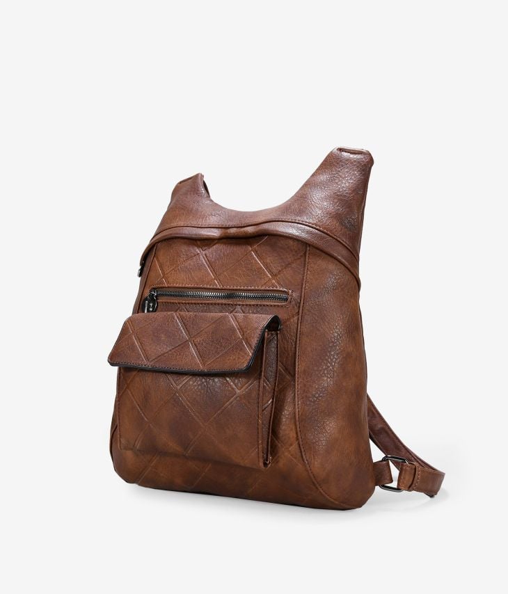 Brauner Rucksack mit Tasche