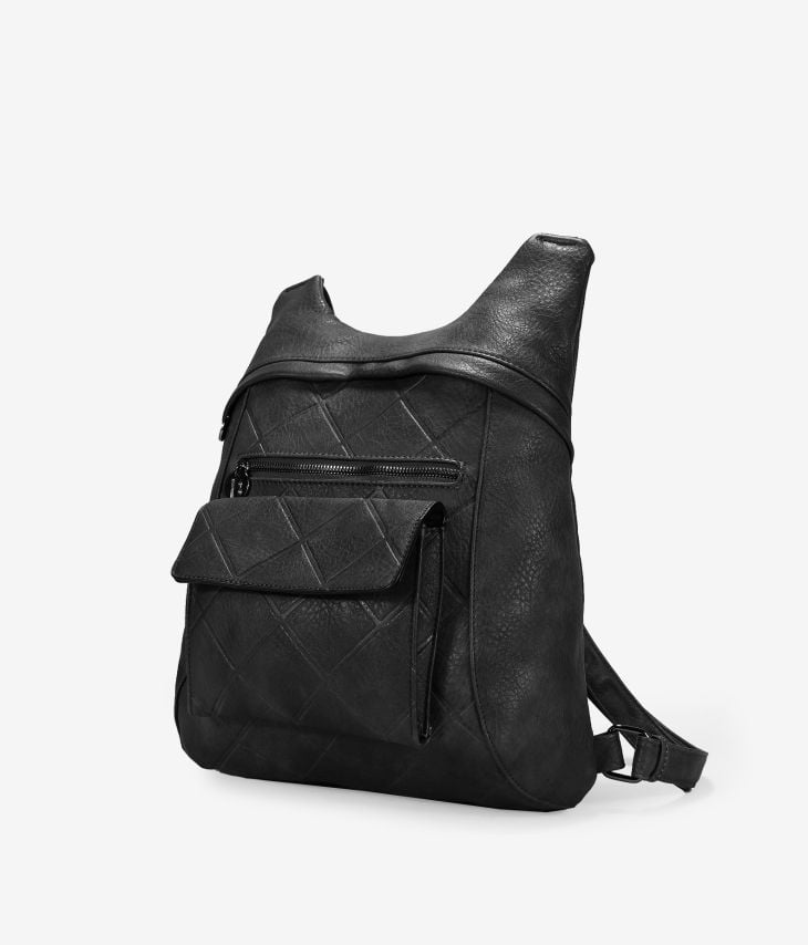 Schwarzer Rucksack mit Tasche