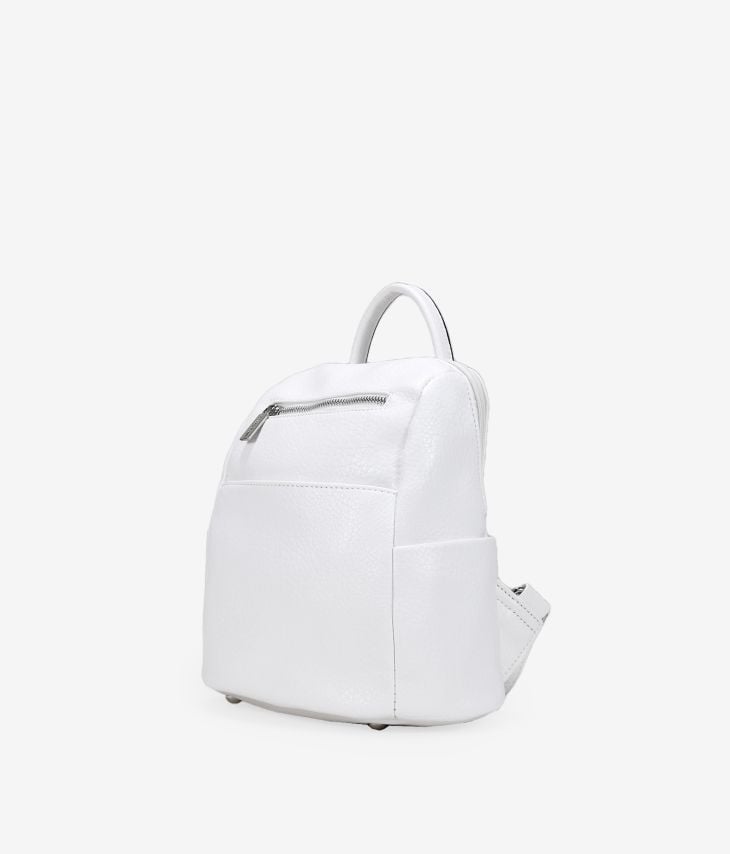 White backpack with zippers