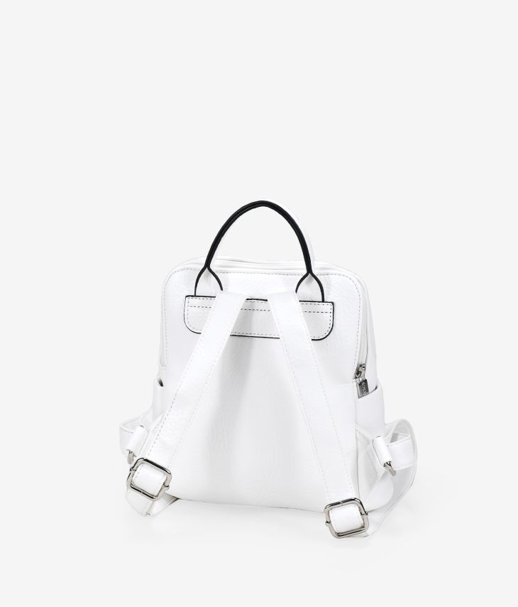 White backpack with zippers