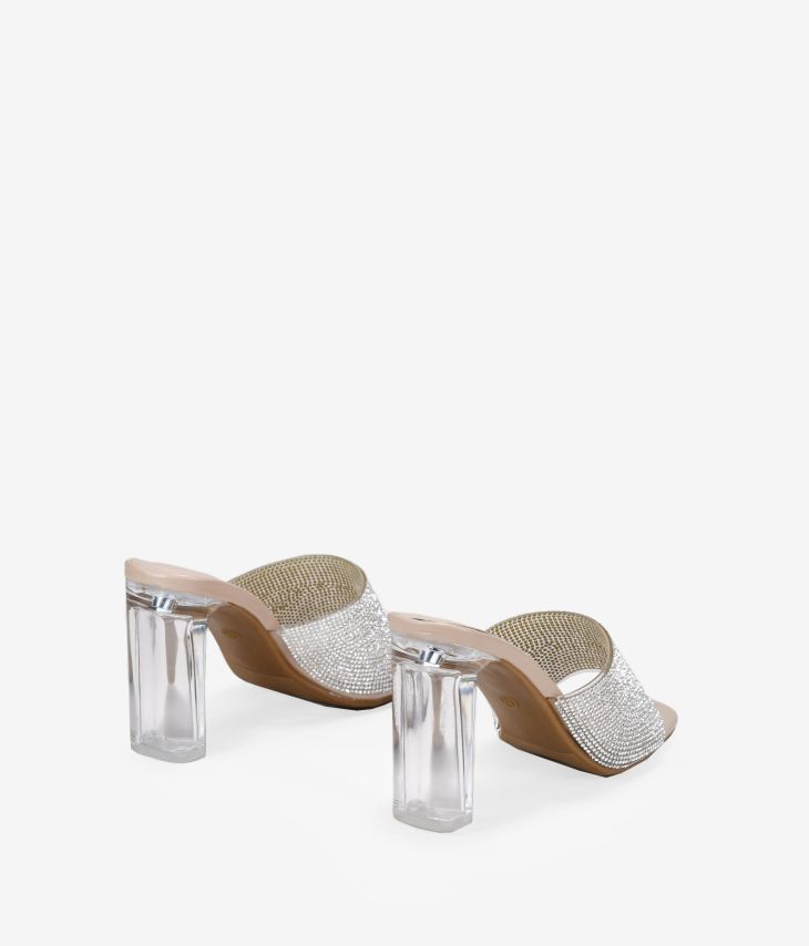 Sandales transparentes avec diamants et talon