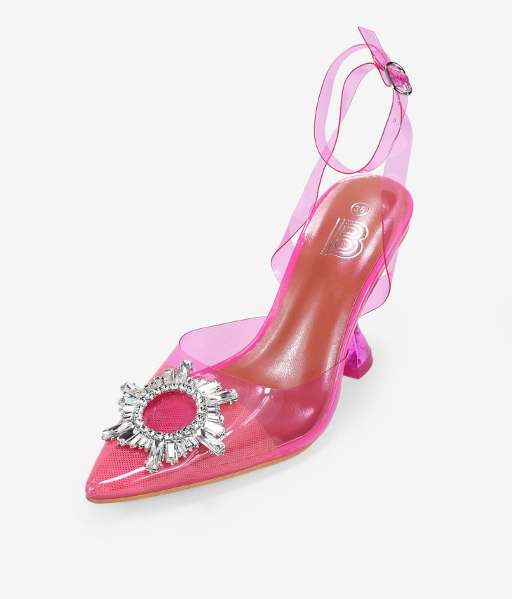 Zapatos joya rosas con tacón asimétricos