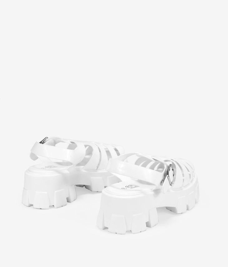 Sandalias cangrejeras blancas con plataforma