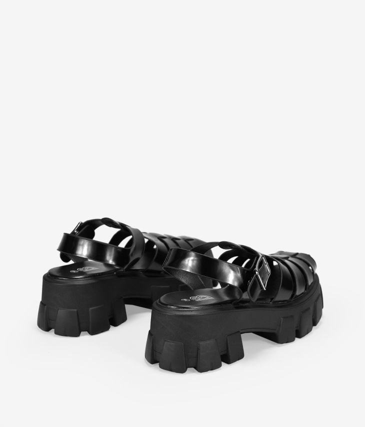 Sandalias cangrejeras negras con plataforma 