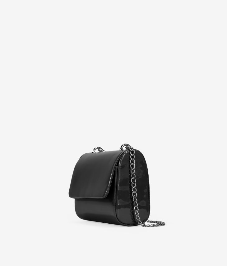 Black patent leather party bag