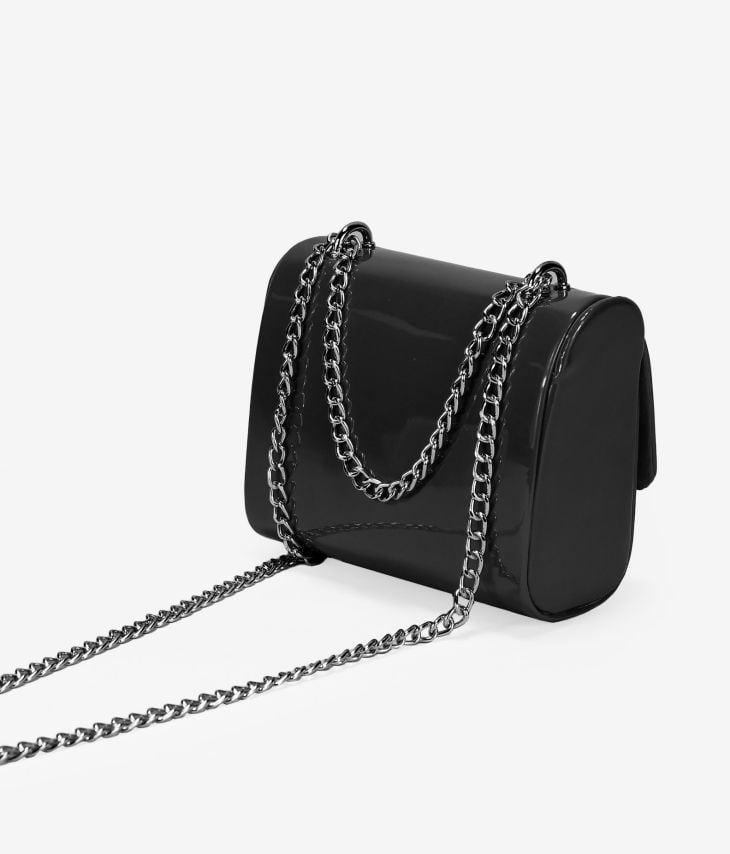 Black patent leather party bag