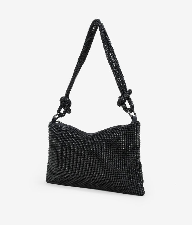 Shoulder bag with black rhinestones