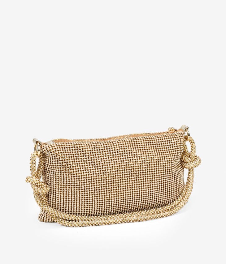 Shoulder bag with golden rhinestones