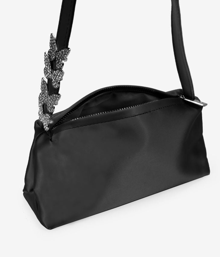Black party bag with shiny butterflies