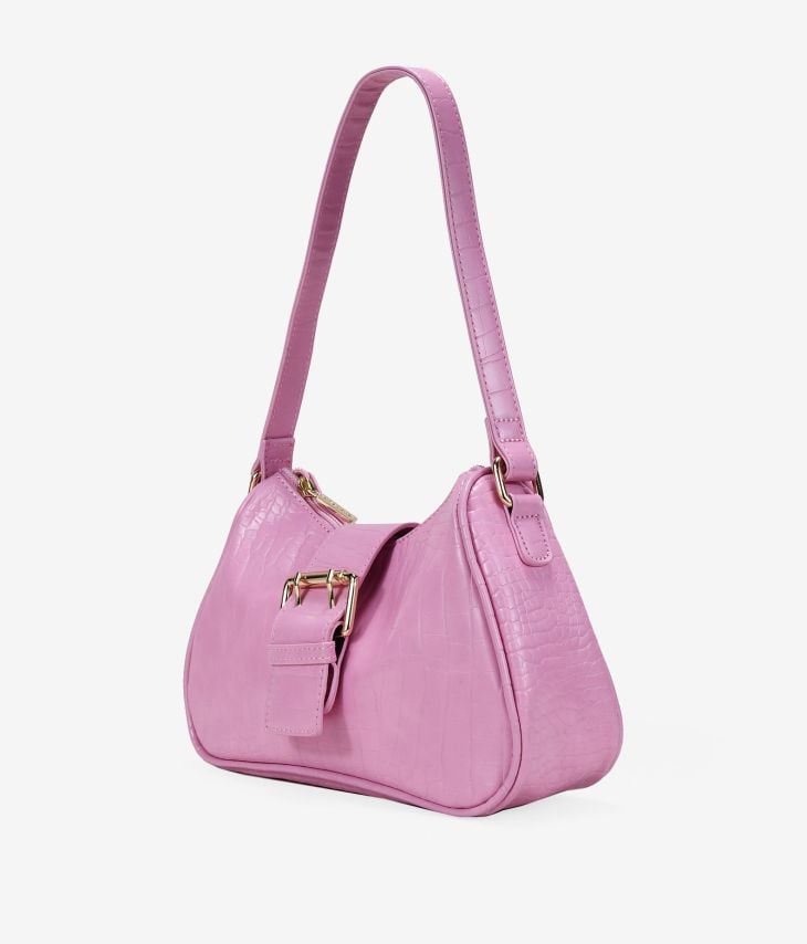 Pink shoulder bag with flap