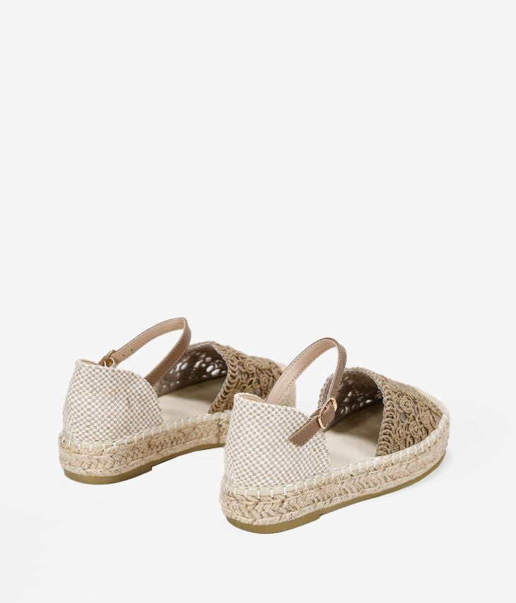 Taupe espadrilles in macramé with esparto sole