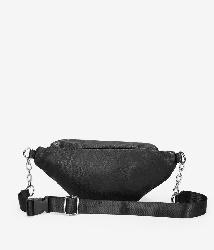 Black fanny pack with zippers