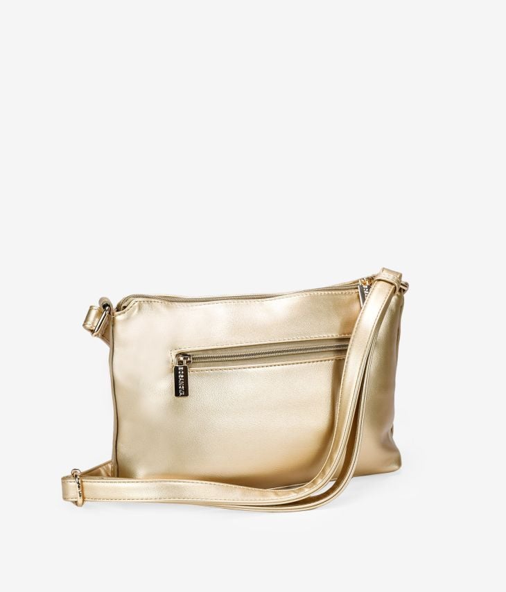 Bolsa transversal dourada com bolso