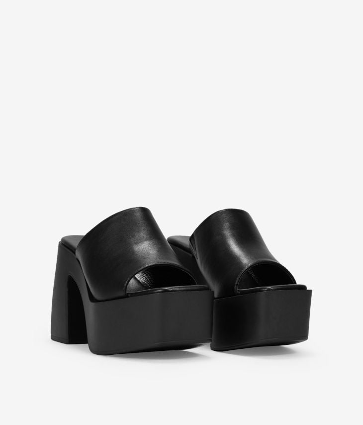 Sandalias de tacón negras destalonadas con plataforma