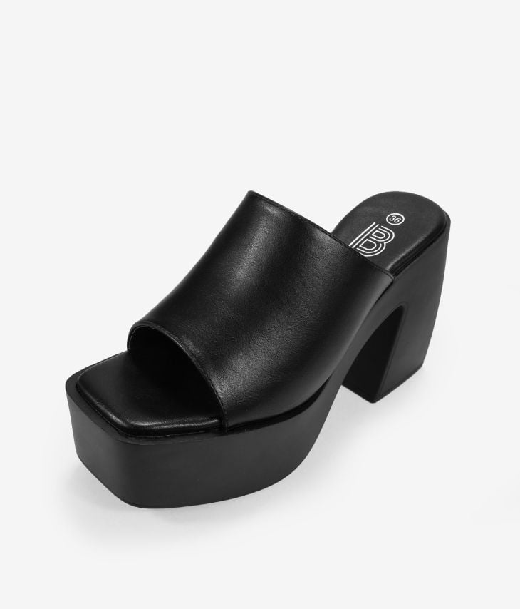 Sandales noires à plateforme et talon