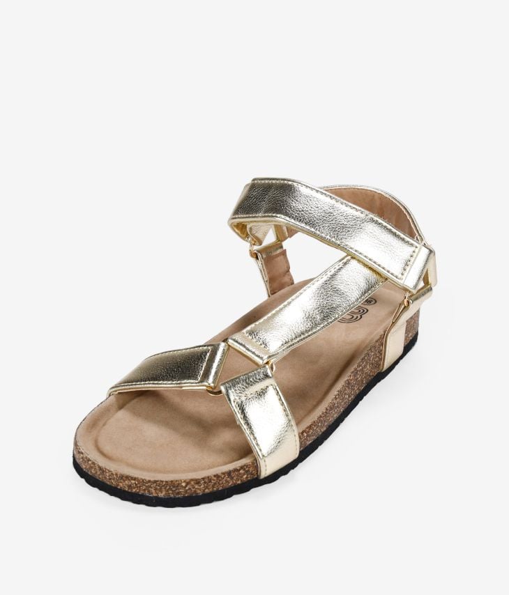 Gold sports sandals with velcro