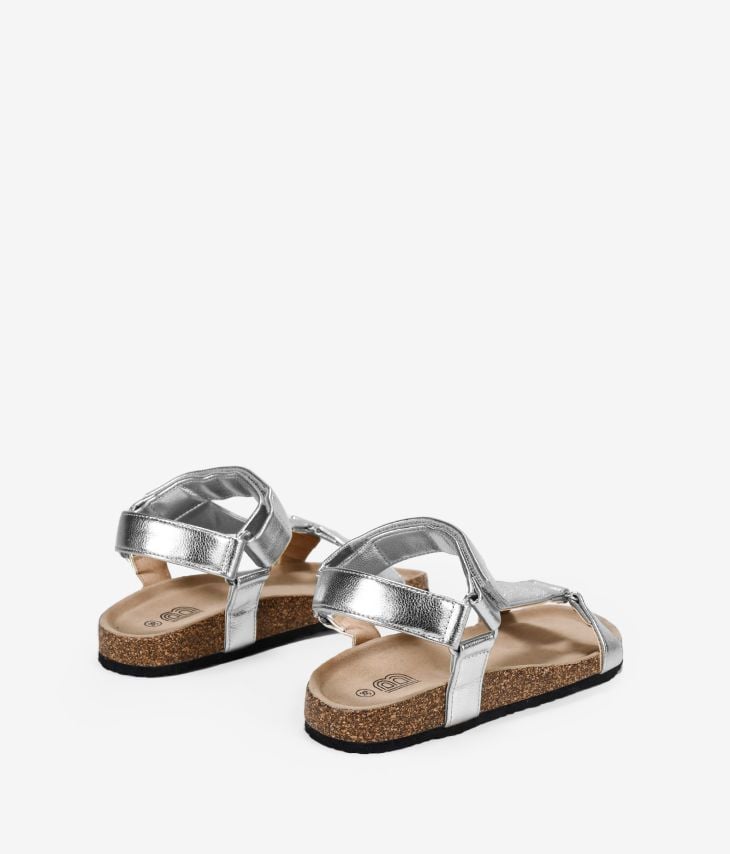 Silver sports sandals with velcro
