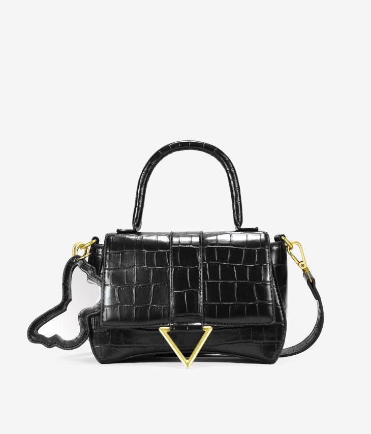 Black handbag with butterfly mirror