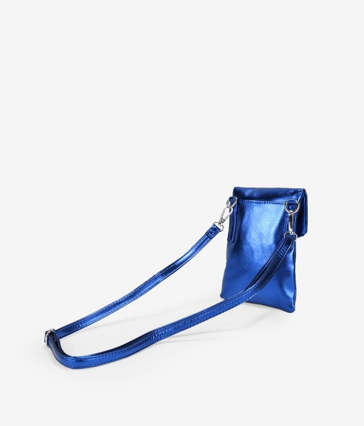 Piccola borsa per cellulare blu metallizzato