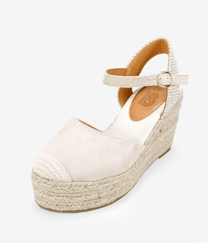 Beige espadrilles with strap and esparto sole