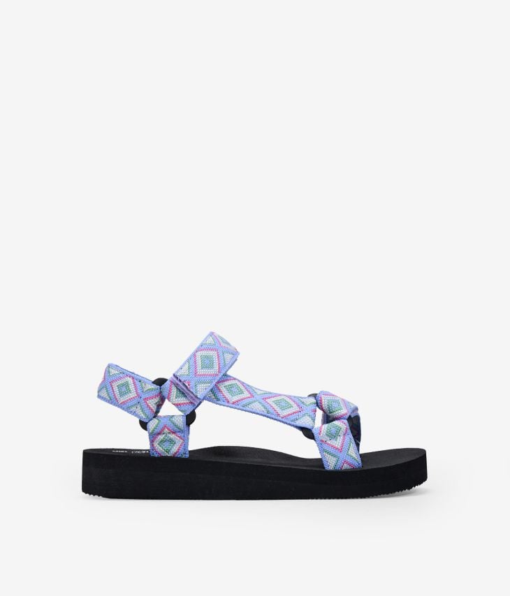 Lilac sports sandals with ethnic print