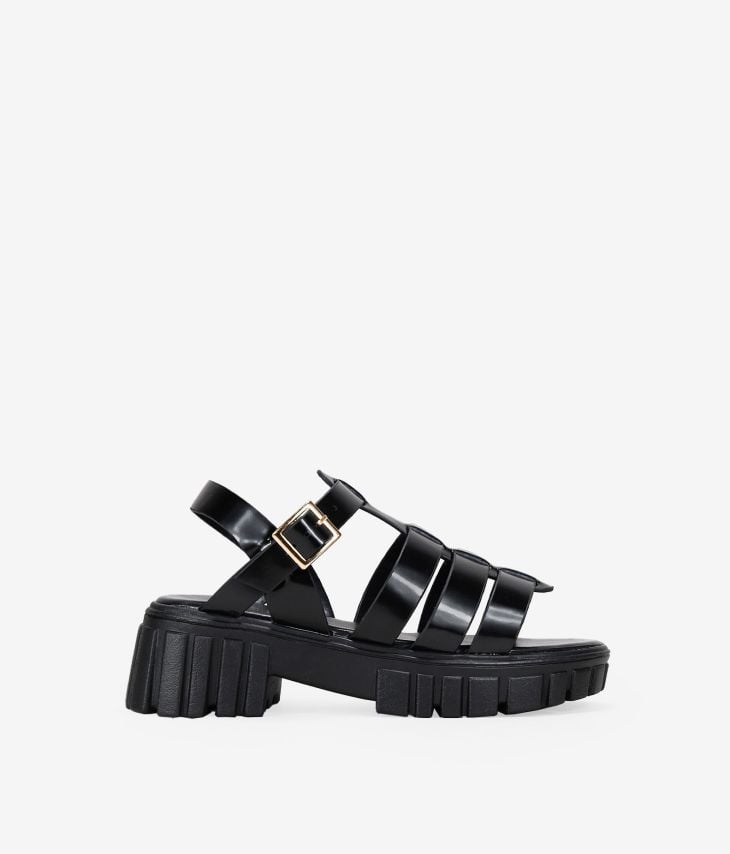 Black crab sandals with track sole