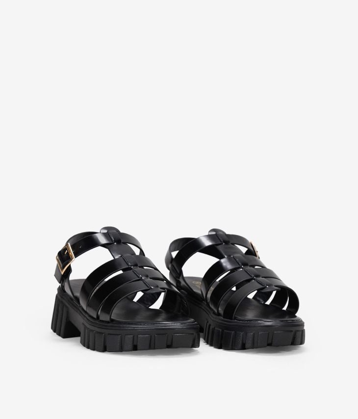 Black crab sandals with track sole