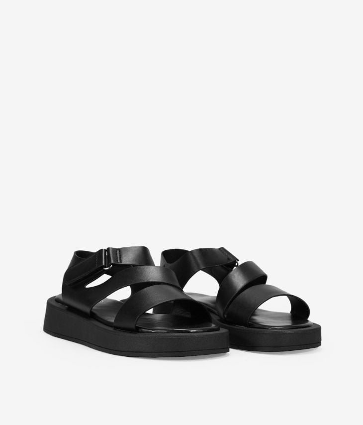 Black sandals with buckle and platform