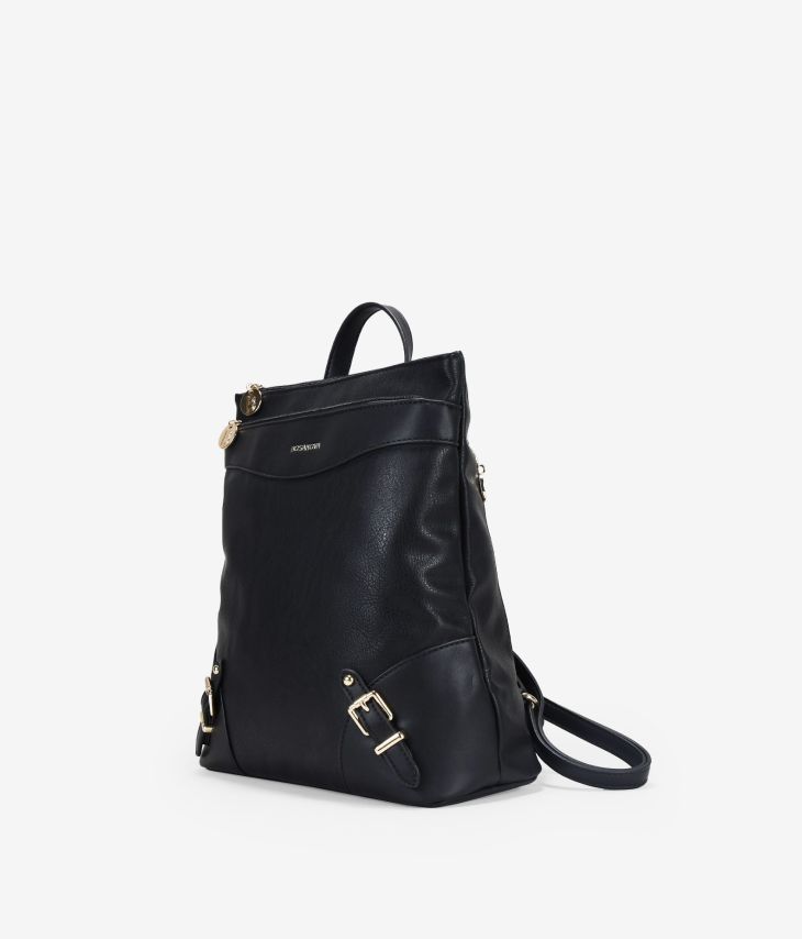 Black backpack with double zipper
