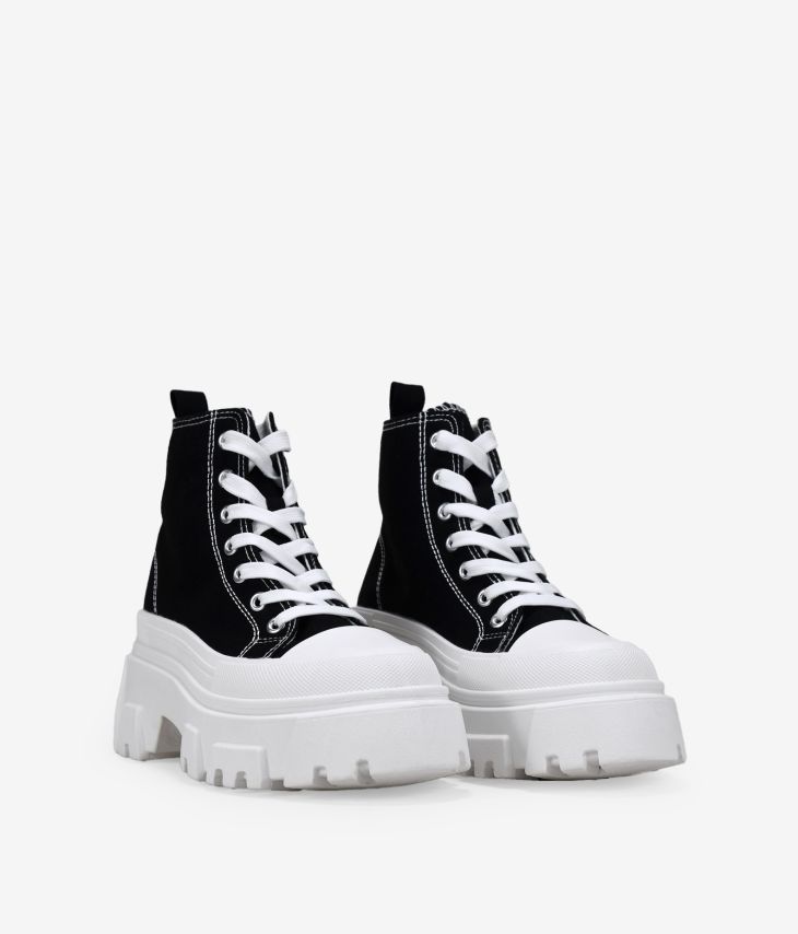 Black high-top sneakers with platform
