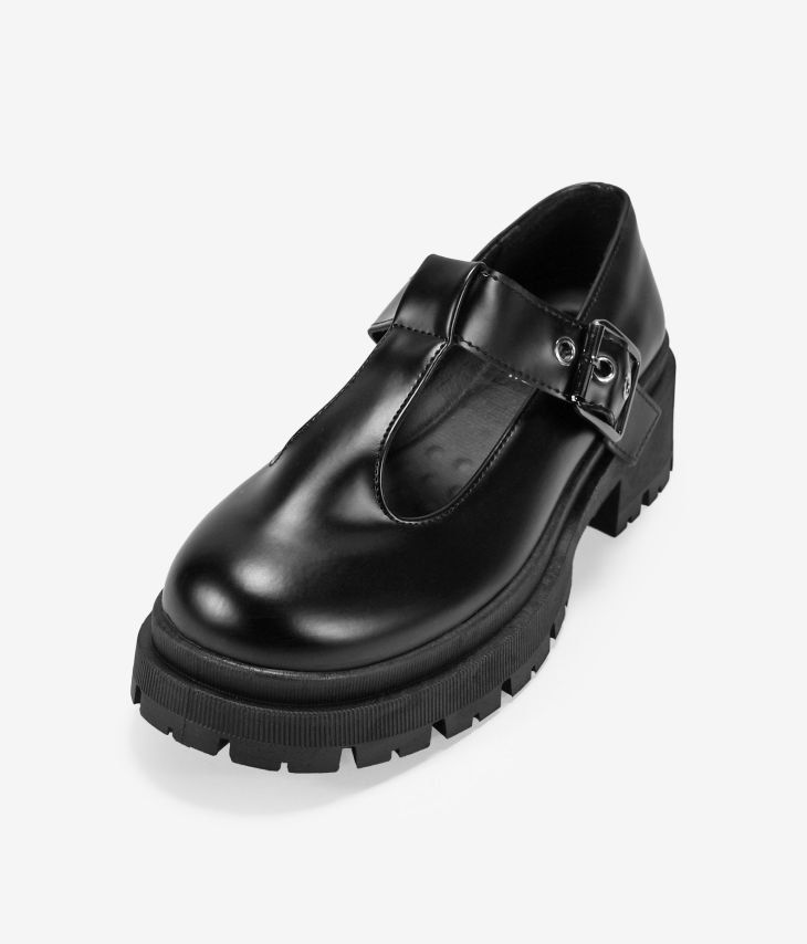 Zapatos negros con hebilla y suela track 