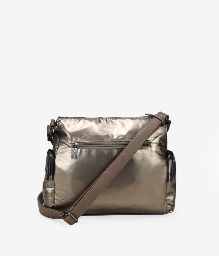 Bronze shoulder bag with pockets