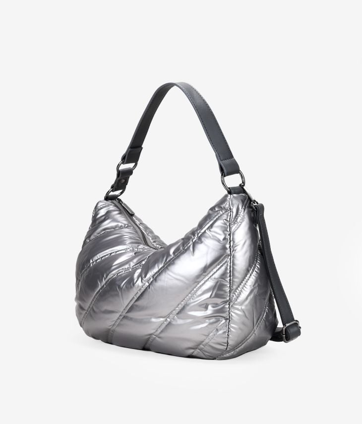 Lead half-moon bag with quilted sewing
